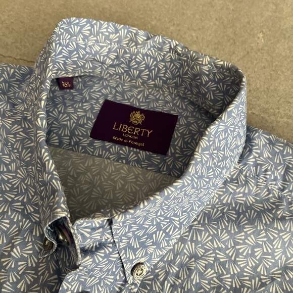 [16.5/PTP24”]Liberty London Men's Blue Patterned Button-Up Shirt NWOT - Picture 3 of 8